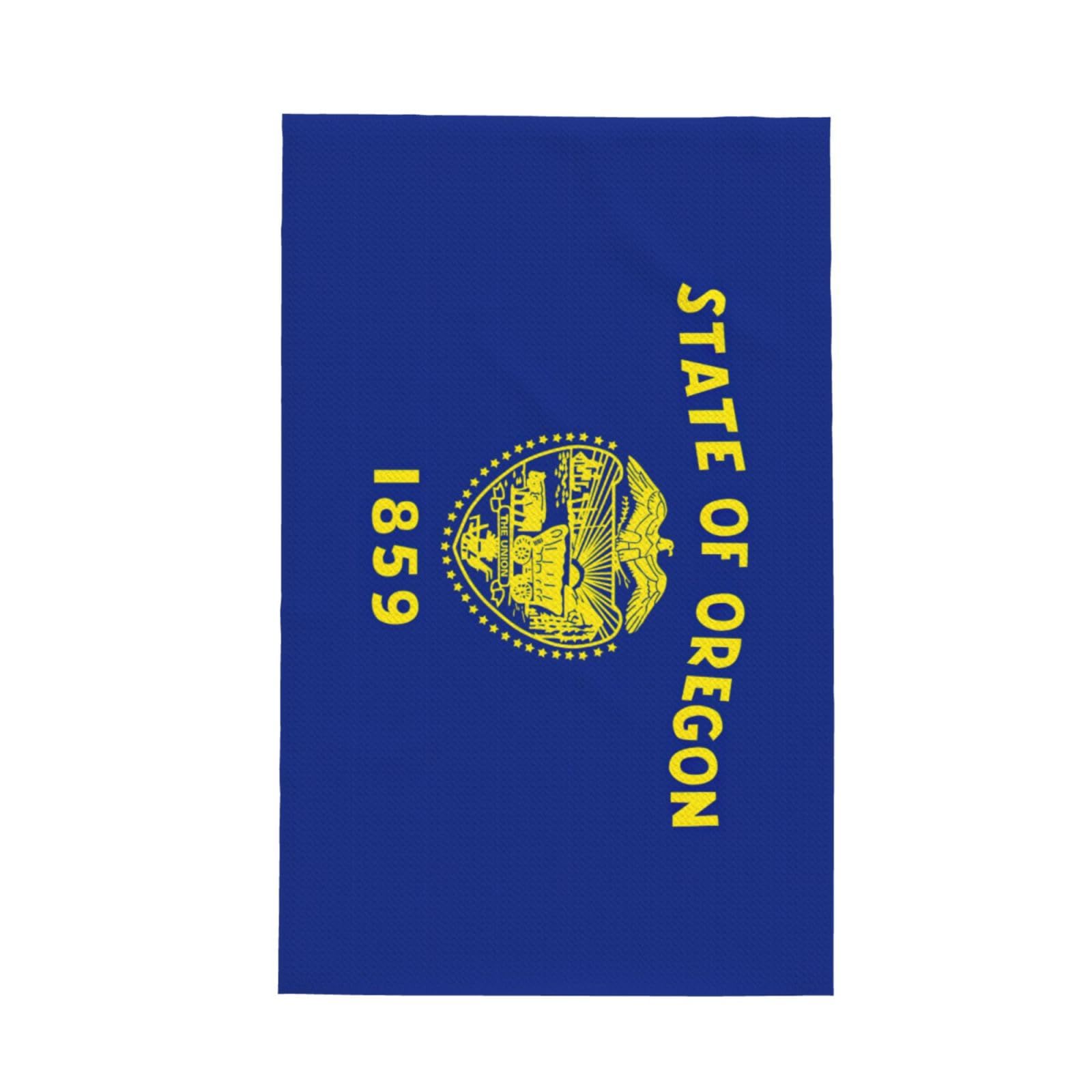 Xxahnbm Black Oregon State Flag Print Waffle Kitchen Towel,Absorbent Hand Towel