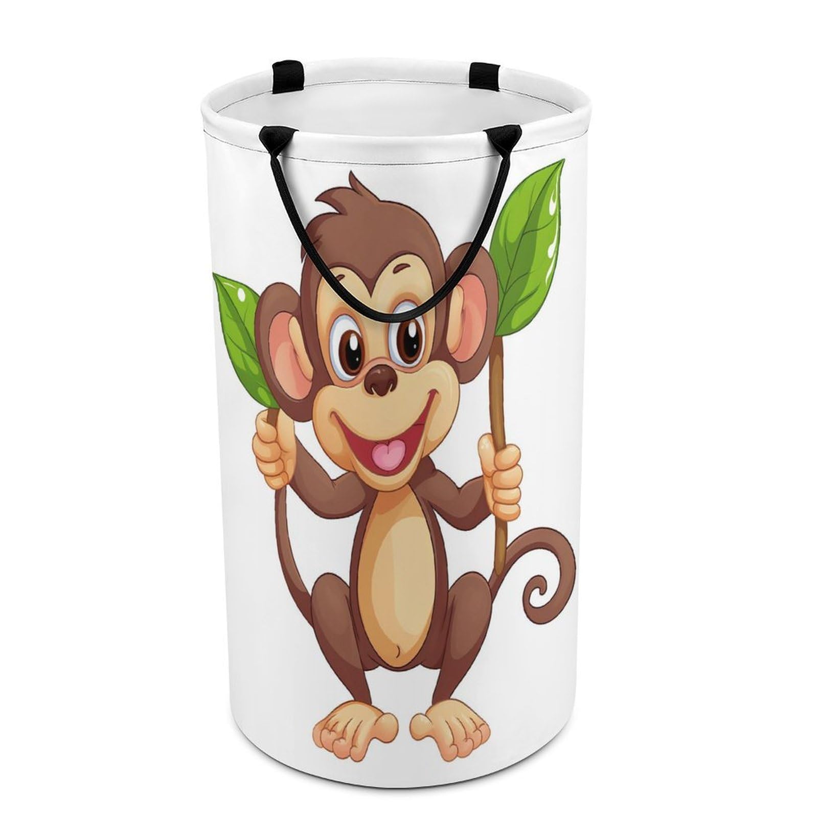 Cartoon Monkey Laundry Basket Freestanding Laundry Hamper with Handles Waterproof Dirty Clothes Hamper Collapsible Washing Bin Aesthetic Clothes Basket for Bathroom Bedroom Dorm