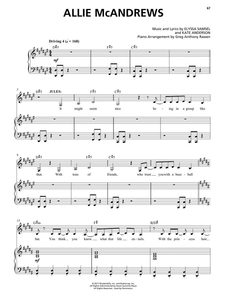 Between the Lines -- A New Musical: Piano/Vocal Selections