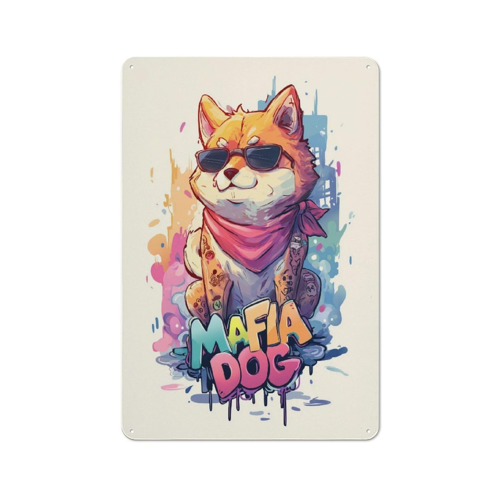 Street Style Pup Cool Canine Culture Tin Sign 30x20cm for Home Bar Wall, Retro Wall Decor, Suited to Home Bar Decor Fans