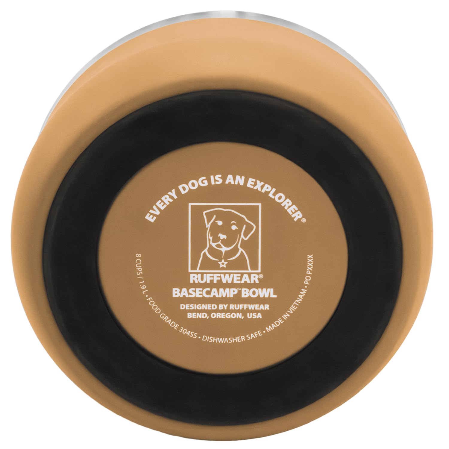 Ruffwear Basecamp Bowl, miska na psa ze stali nierdzewnej, lekka i przenośna do zabiegów dla psów, jedzenia i wody, nie ślizga się i nie rozlewa, pojemnik na kocioł, duża pojemność 1,6 l