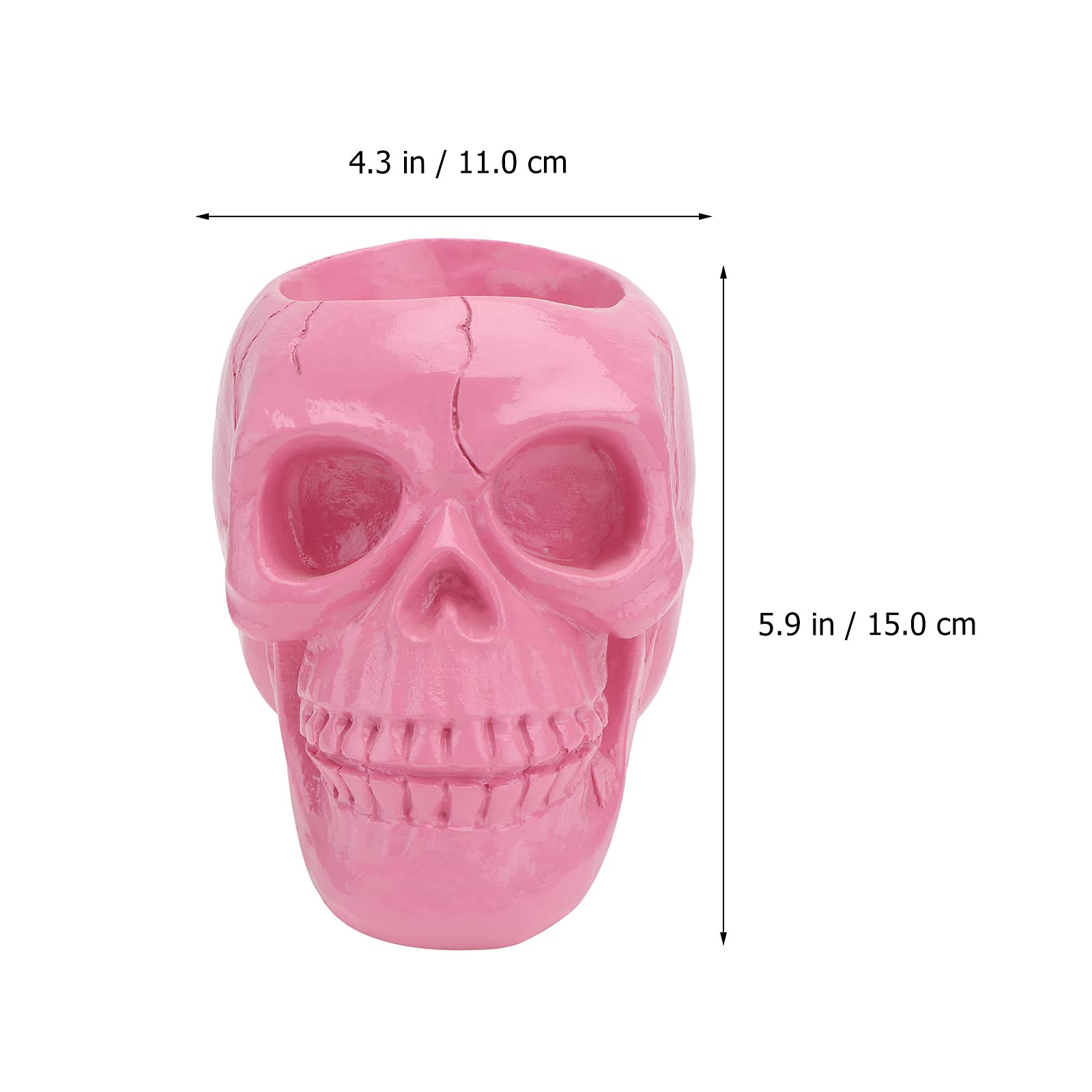 TOPBATHY Skull Makeup Bowl & Pen Holder Bowl Halloween Goth Decorations Skeleton Skulls Gothic Organizer Bathroom Skeleton for Bathroom,Countertop,Desk,Dorm(Pink)