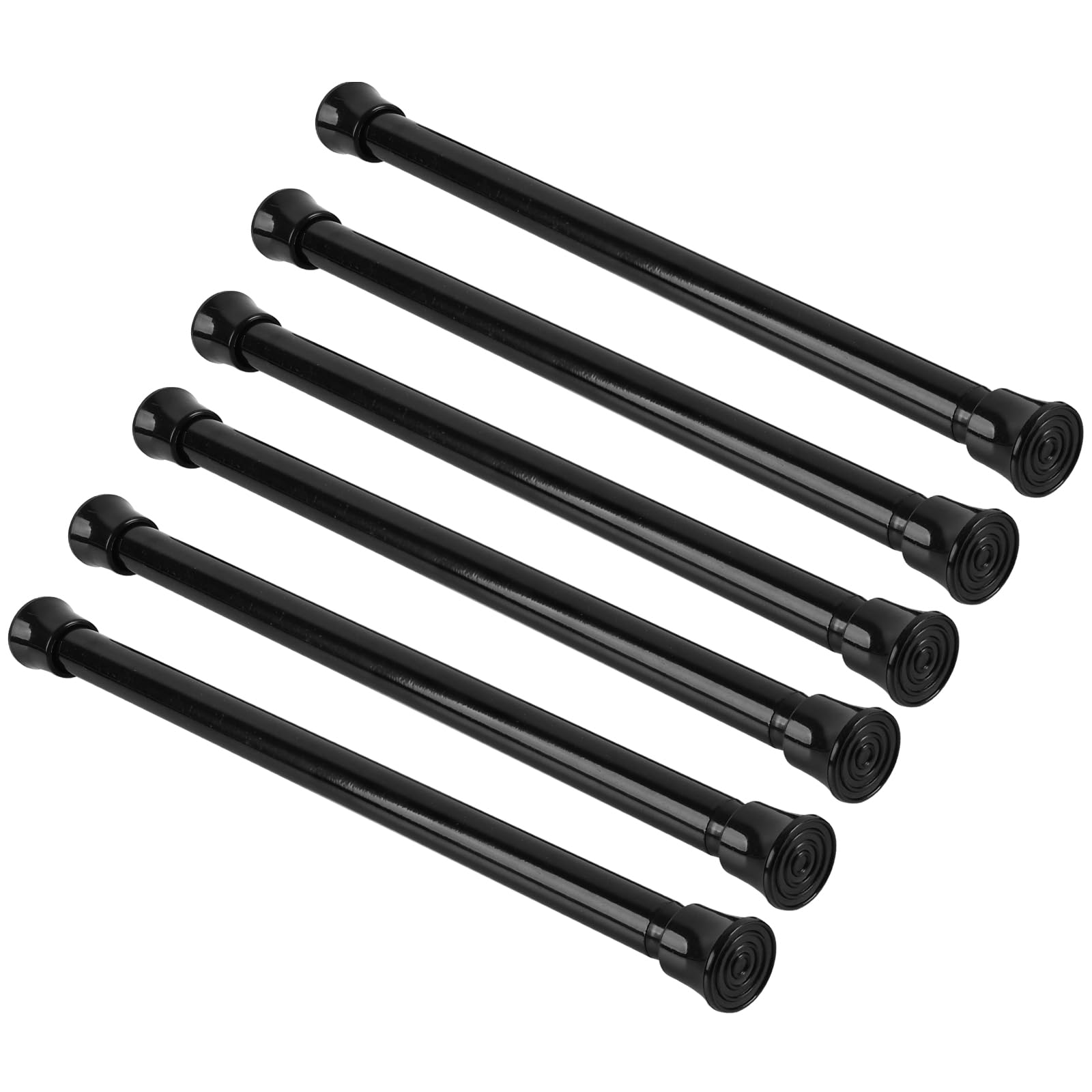 KXLife 6 Pack Small Spring Tension Curtain Rod Adjustable 11.5 to 16.5 Inch, Thin Short Tension Rods No Drill for Window, Black — image 1