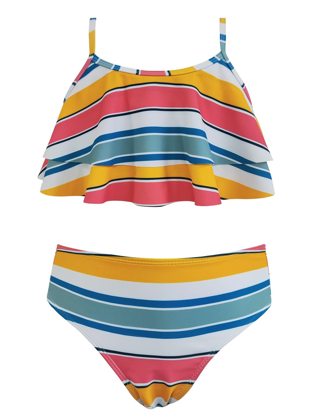 Costume Da Bagno 3 Pezzi Per Ragazze - Bikini Monospalla Con Gonna E Fiocco - Foto 8