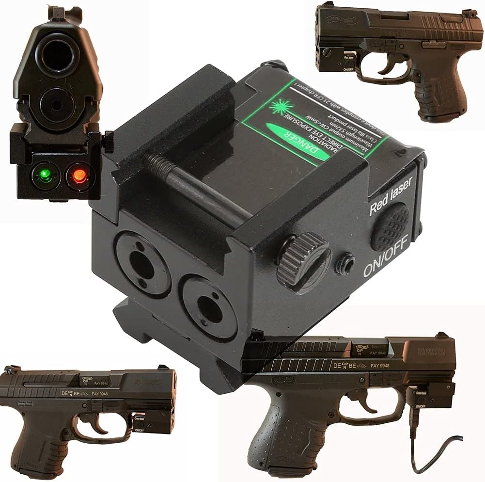 Dual Aiming Tactical Compact Rail Laser Sight XYH06 Green & Red Laser USB Rechargeable Picatinny Rail Mount Low Profile for Pistols Handguns
