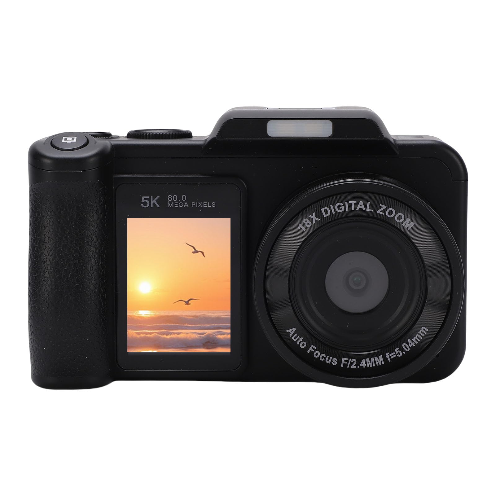 Fotocamera Digitale per Fotografia 5K 80MP HD Zoom 18X Messa a Fuoco Automatica Fotocamera Selfie a Doppio Schermo con Flash per Adolescenti Studenti in Viaggio