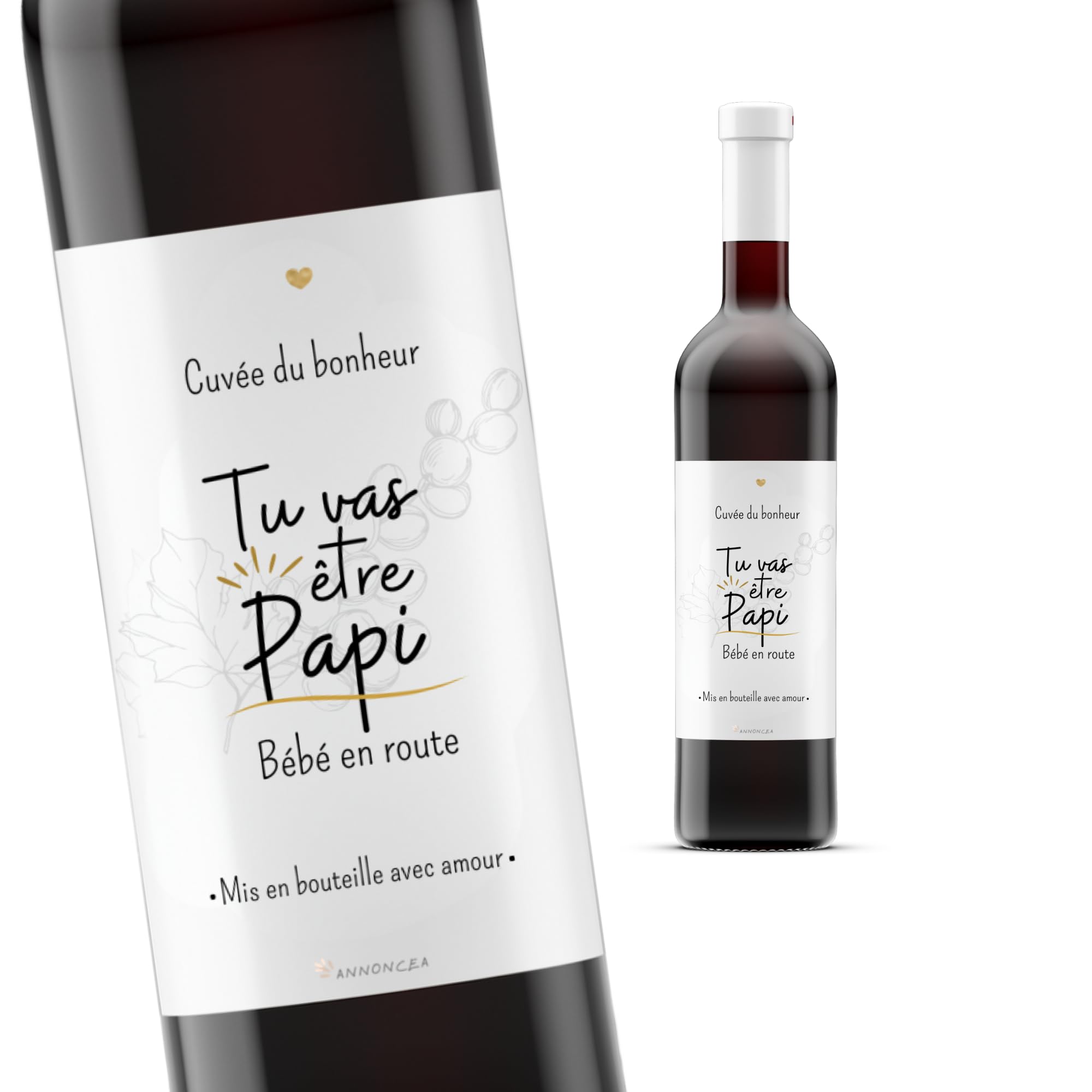 Etiqueta botella vino anuncio embarazo papi | Futuro abuelo | Anuncio nacimiento abuelos