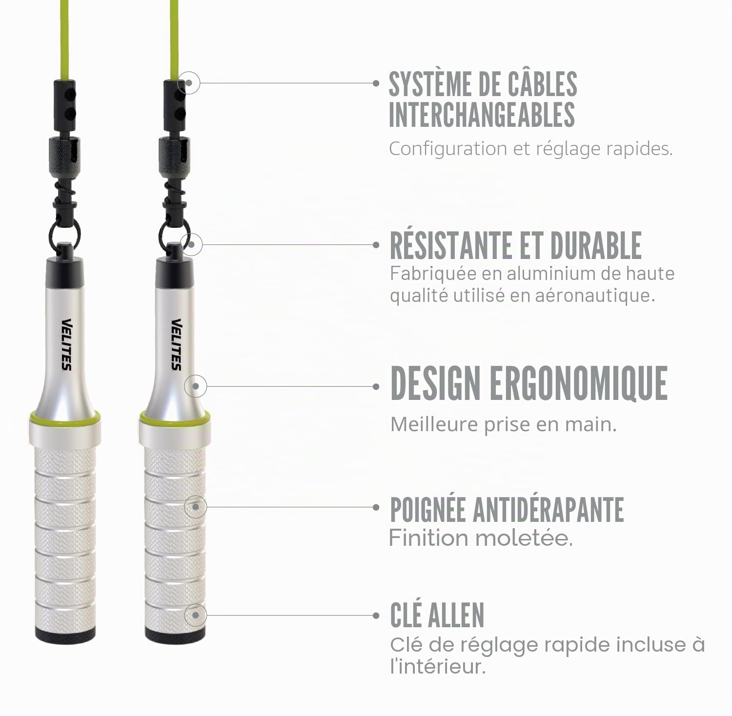 Velites Earth 2.0 Corde à sauter lestée pour entraînement croisé, boxe et fitness Idéal pour maximiser les efforts musculaires | Corde d'entraînement