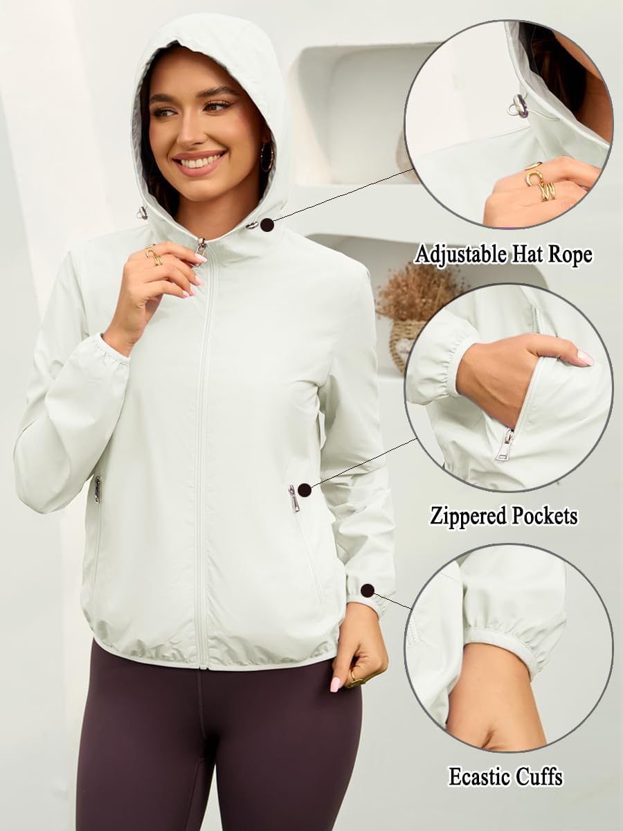Womens Reversible Rain Jacket Lightweight Waterproof Windbreaker Jacket Outdoor Active Portable Raincoat - Image 6