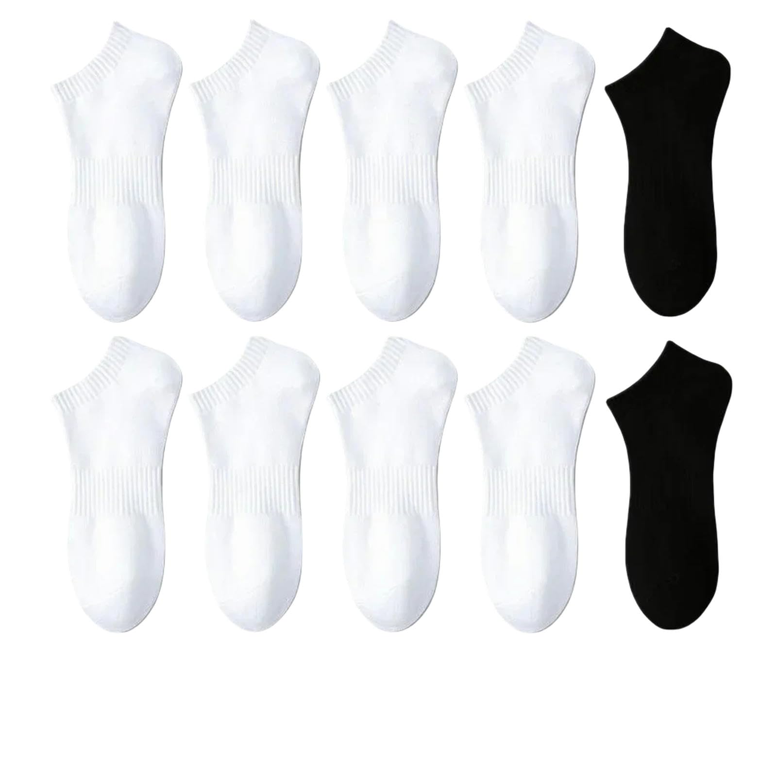 Calzini 10 Coppie Classiche Uomini D'affari In Bianco Nero Calzini Di Cotone Estate Da Donna Autunno Calzini Da Barca Alla Caviglia-8 Bianco 2 Nero-eu-38-42