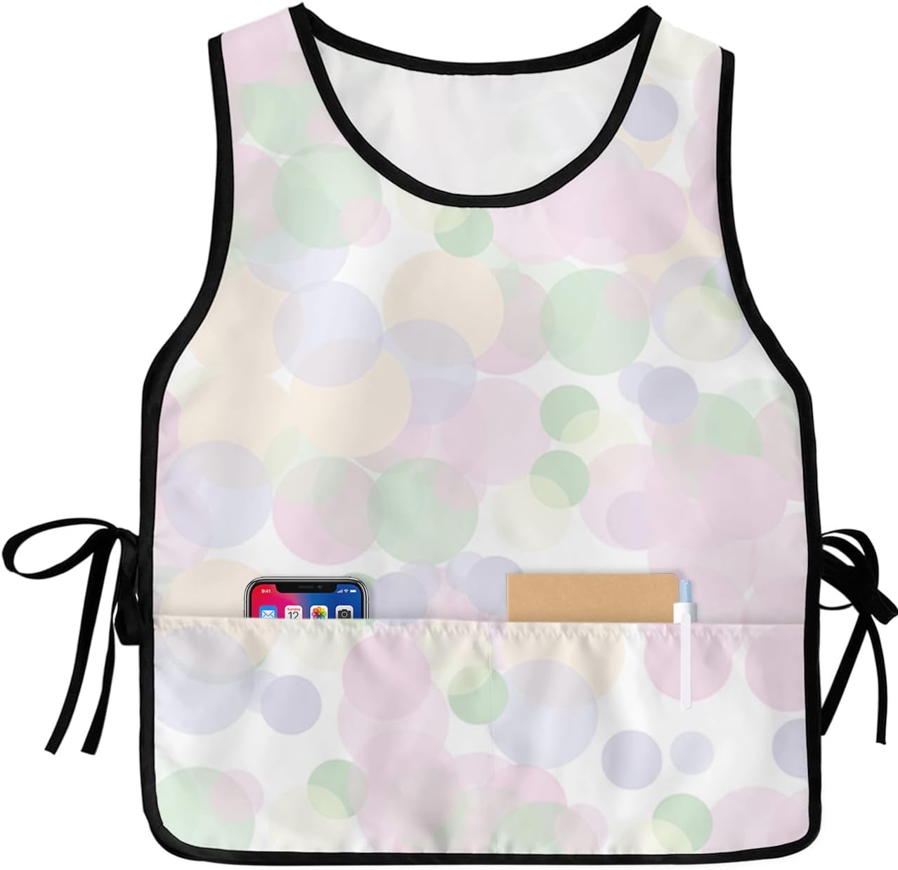 Boho Polka Dot Cobbler Aprons with 2 Pockets for Women Men, Pink Green Purple Bohemia Abstract Geometric