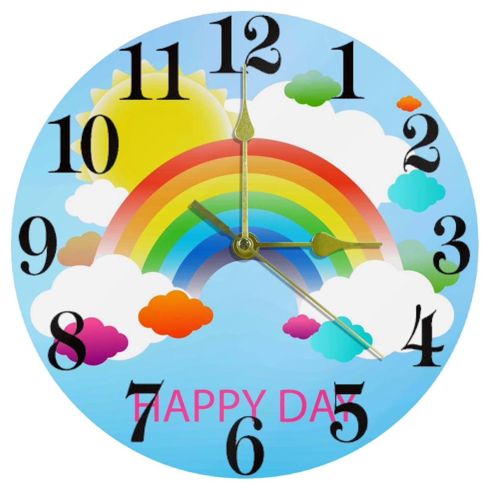 Horloge murale ronde silencieuse anti tic-tac à quartz avec arc-en-ciel pour bureau