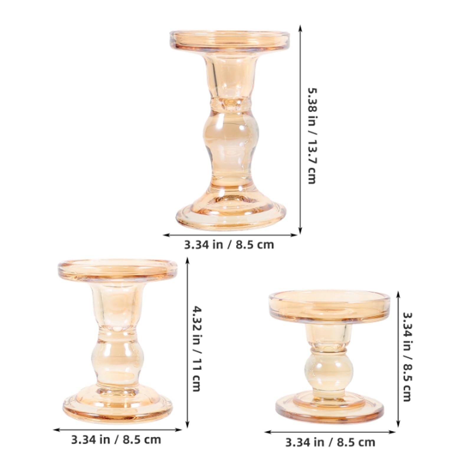 3-teiliges Säulenhalter-Set aus Glas, Hochzeits-Kerzenständer for das Wohnzimmer in 3 Größen