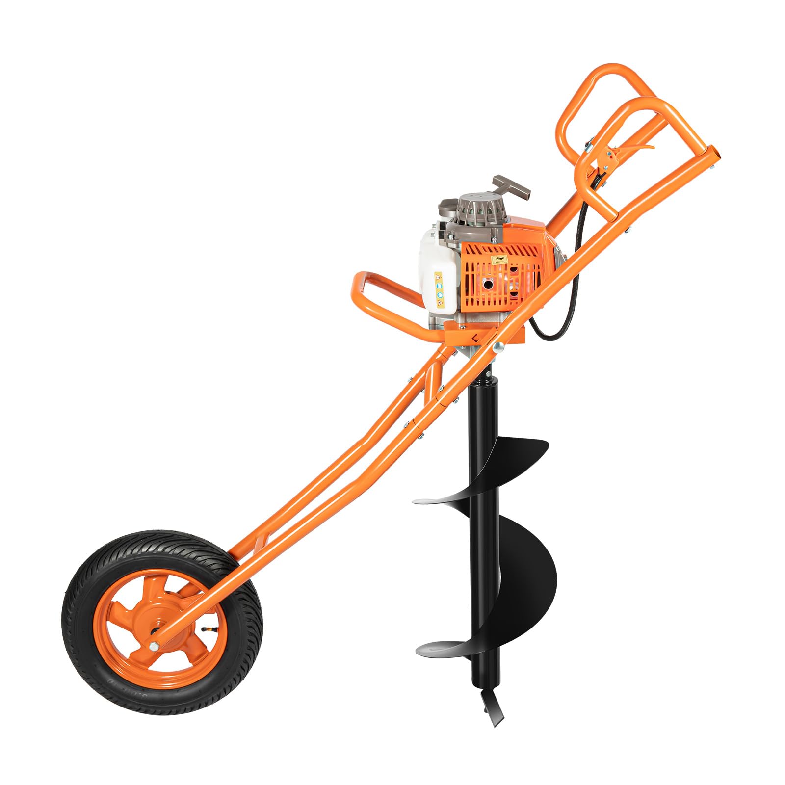 Schlangenbohrer 300 mm, Pfostenlochbagger, Spiralbohrer zum Bepflanzen | Manueller 2-Takt Erdbohrer, 8800 rpm Benzin-Erdbohrer mit Seilzugstarter für Garten, Zaunbau & Forst