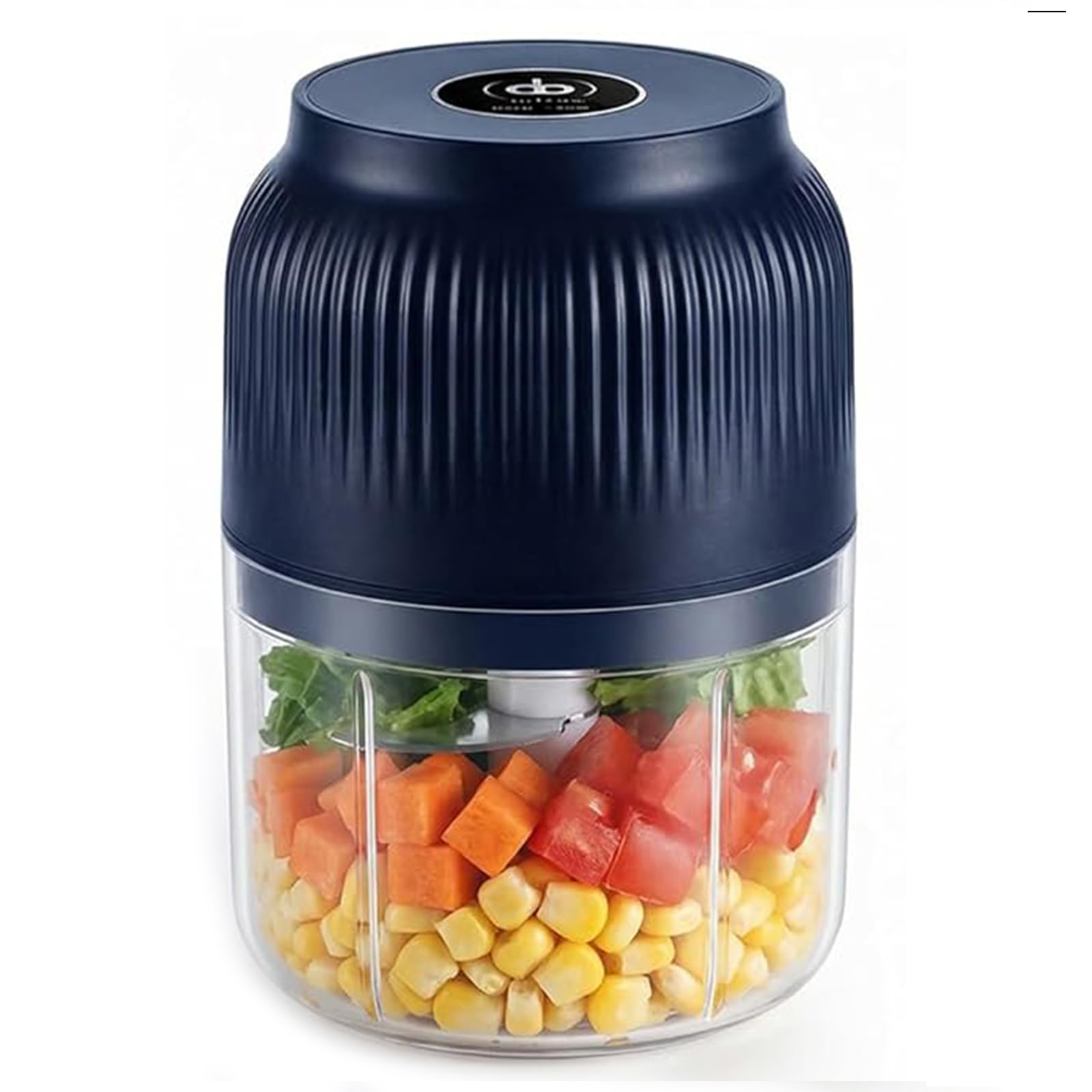 Electric Garlic Chopper 300ML Mini Food Processor, USB Rechargeable Cordless Garlic Mincer with Stainless Steel Blades, One-Touch Portable Veggie Chopper for Onion, Ginger, Meat (Black, 6 Blades)