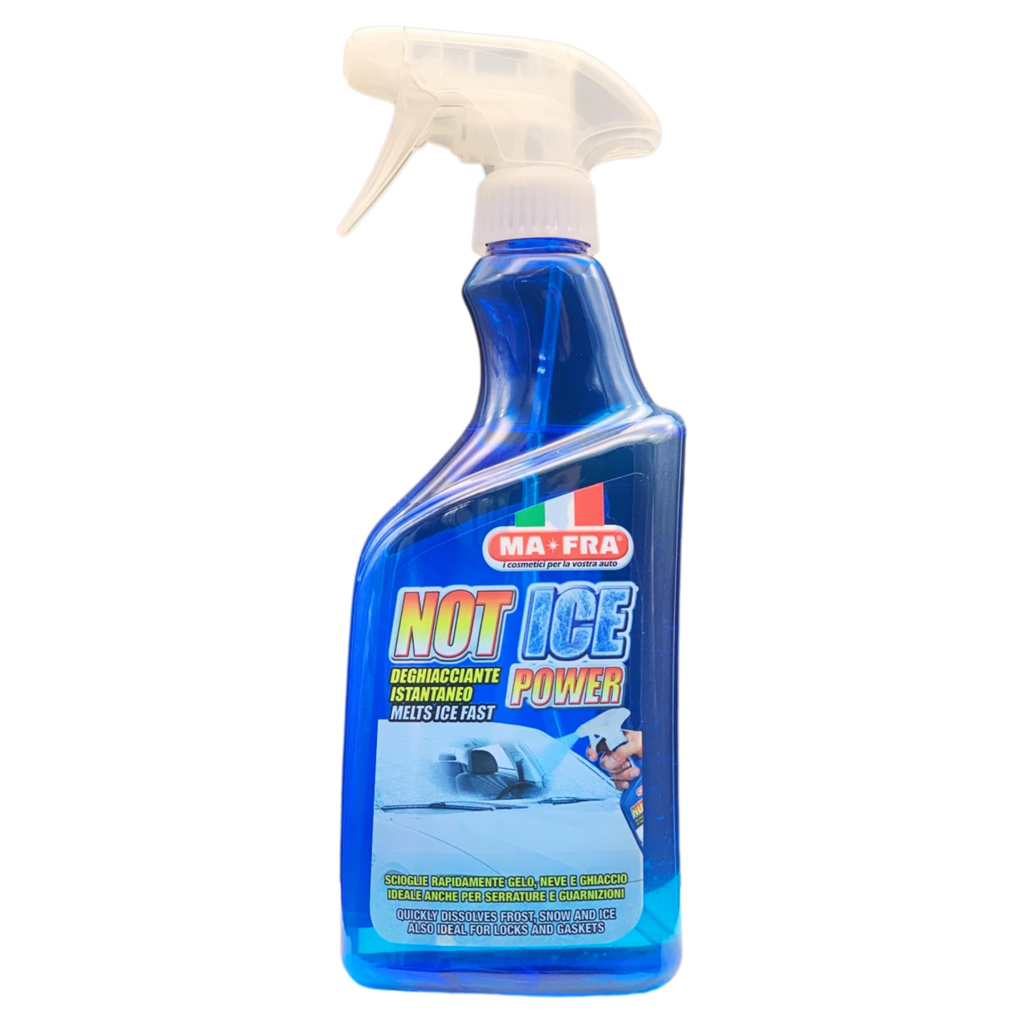 SET PER AUTO: Deghiacciante Spray Istantaneo NOT ICE POWER, Scioglie Rapidamente Gelo, Neve e Ghiaccio. Ideale Anche Per Serrature e Guarnizioni 500ml + Raschietto a Guanto (4xSpray+Raschietto)