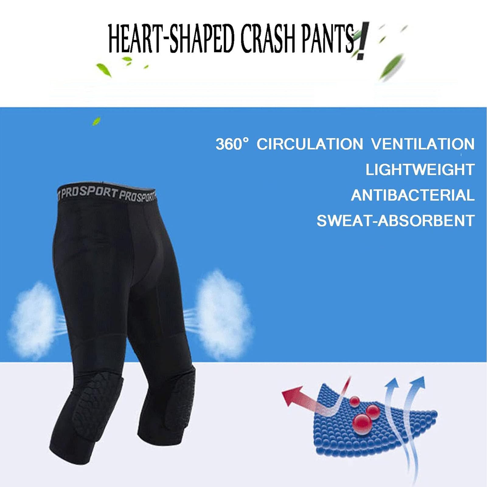 Spodnie do koszykówki z ochraniaczami na kolana, spodnie kompresyjne 3/4 ochraniacze na kolana legginsy Capri Legginsy, antykolizyjne, fajne i suche legginsy, legginsy Capri, piłka nożna, koszykówka,