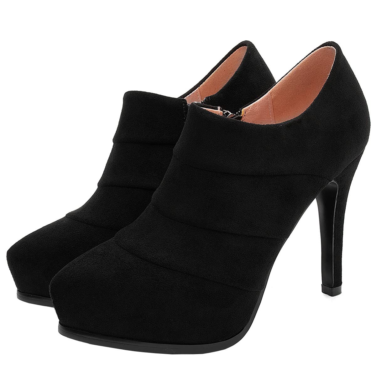 SHEMEE Womens Platform Stiletto High Heel Ankle Booties Thin Heels Pumps Side Zip Short Boots Shoes