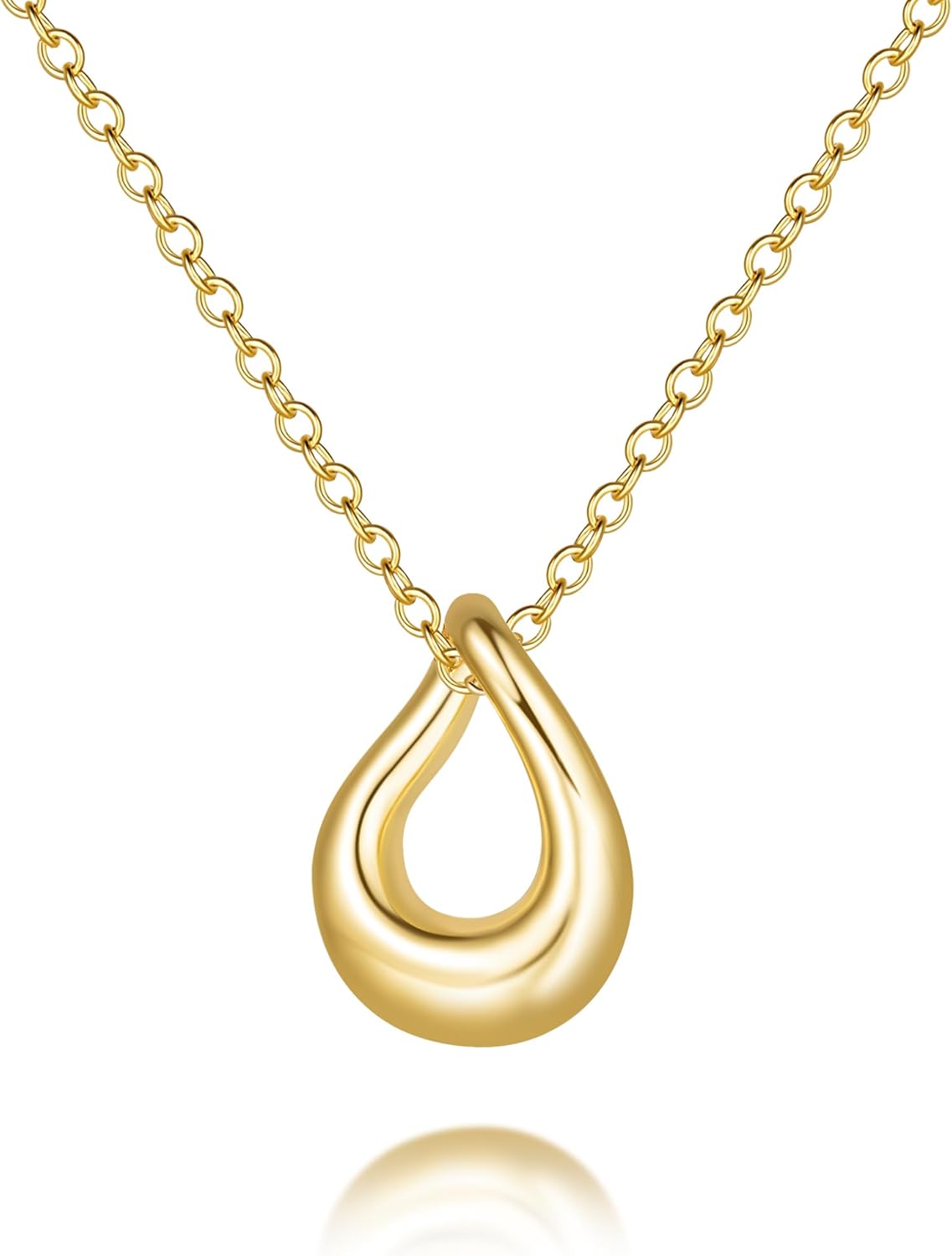 Gold Necklaces for Women 14K Gold Pendant Necklaces for Women Trendy Twist Clean Minimal and Effortlessly Stylish Cute Circle Pendant Necklace for Womens Adjustable in Length 18in