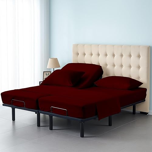 Cottington Lane Juego de sábanas divididas tamaño California King de 5 piezas para cama ajustable, algodón suave de alta calidad de 16 pulgadas de