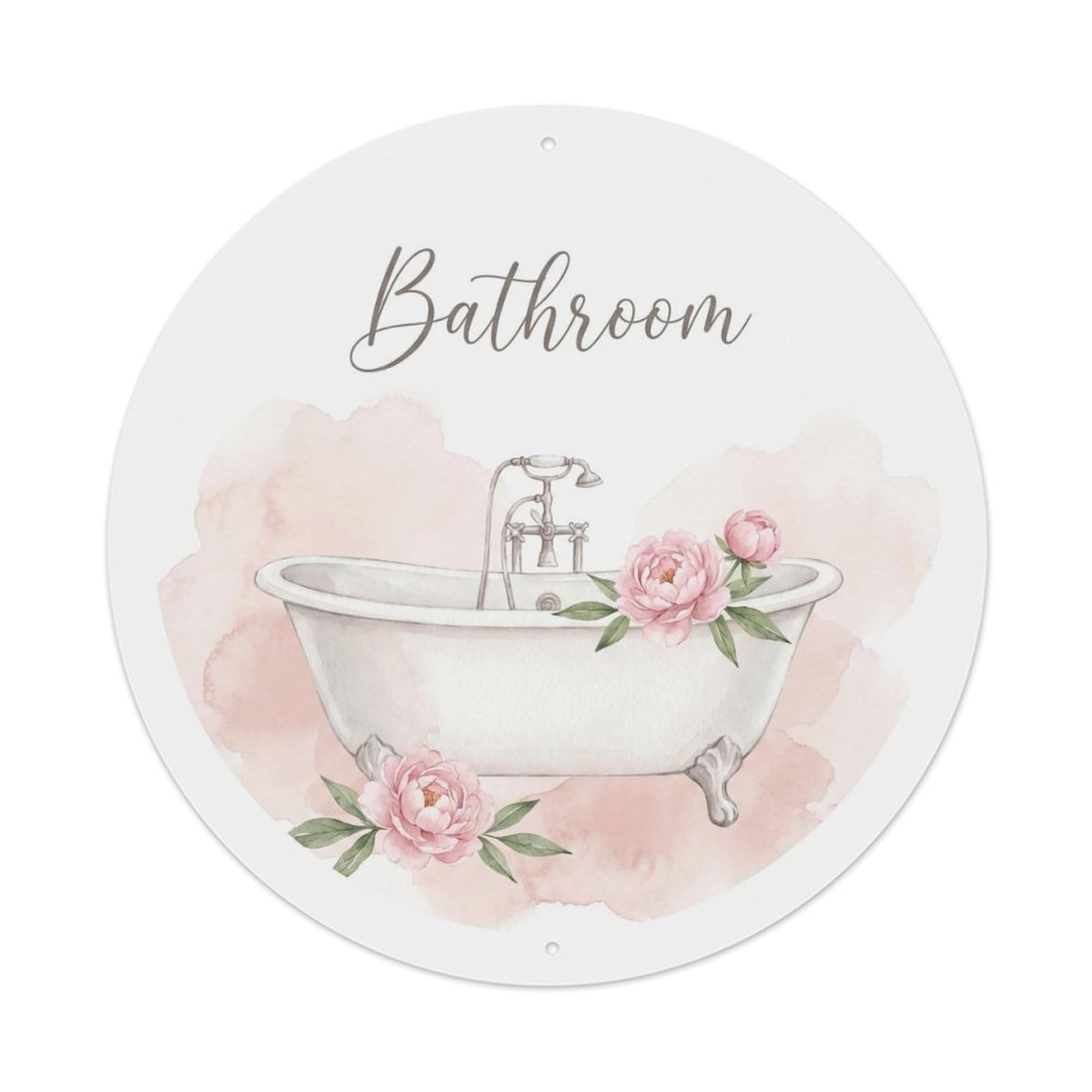Yrnq Vintage Style Bathroom Peony Cottage Bathroom Wall Vintage Metal Tin Sign Plaque Wall Decor For Cafe, Club, Garden Round Metal Poster 8X8inch