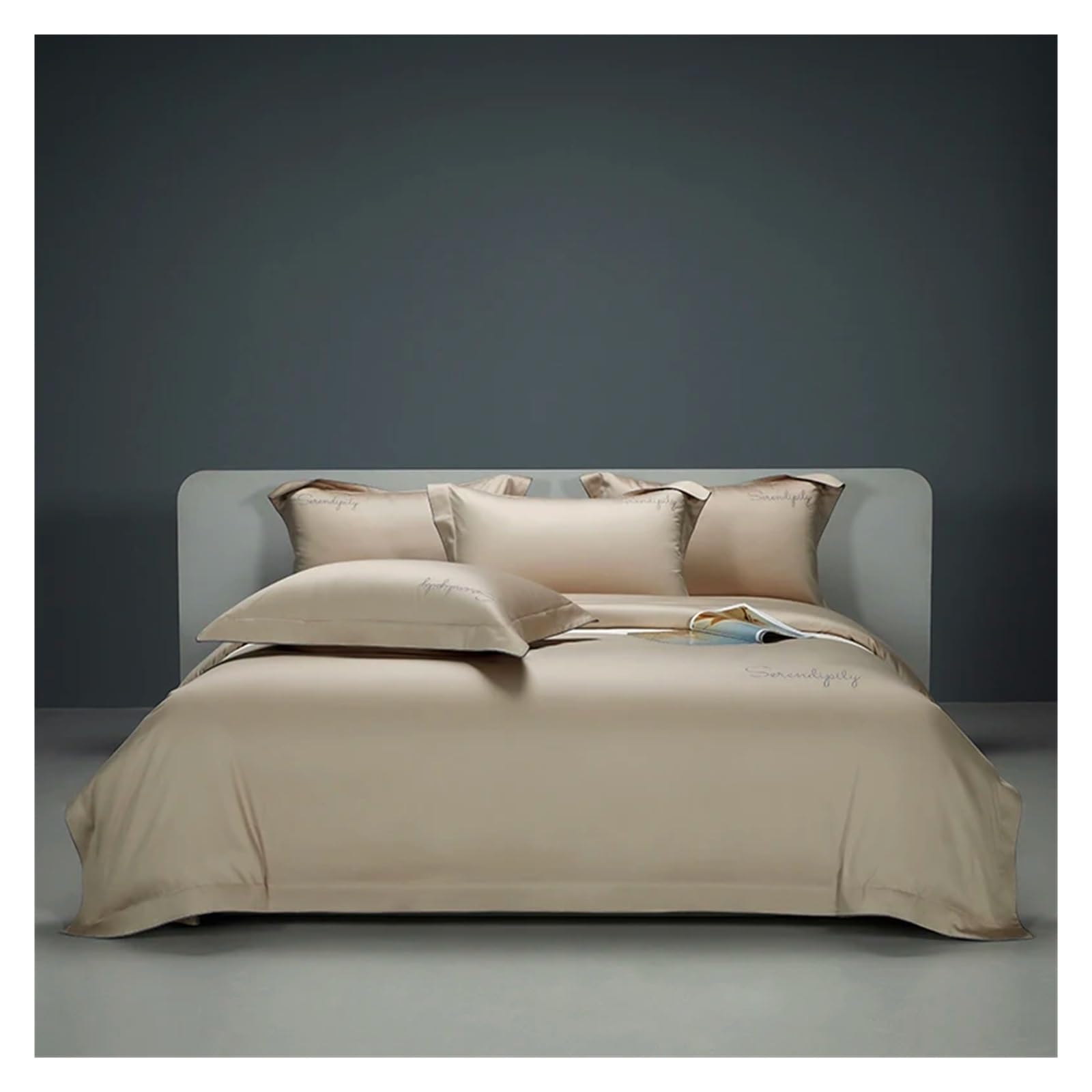 Set Di Biancheria Da Letto In Stile Hotel In Cotone Egiziano 1200Tc, Set Copripiumino Di Lusso Con Ricamo, Lenzuolo Con Angoli/Piatto, Federe, Piumone Per Tutte Le Stagioni,B,Flat Queen Size 4Pcs