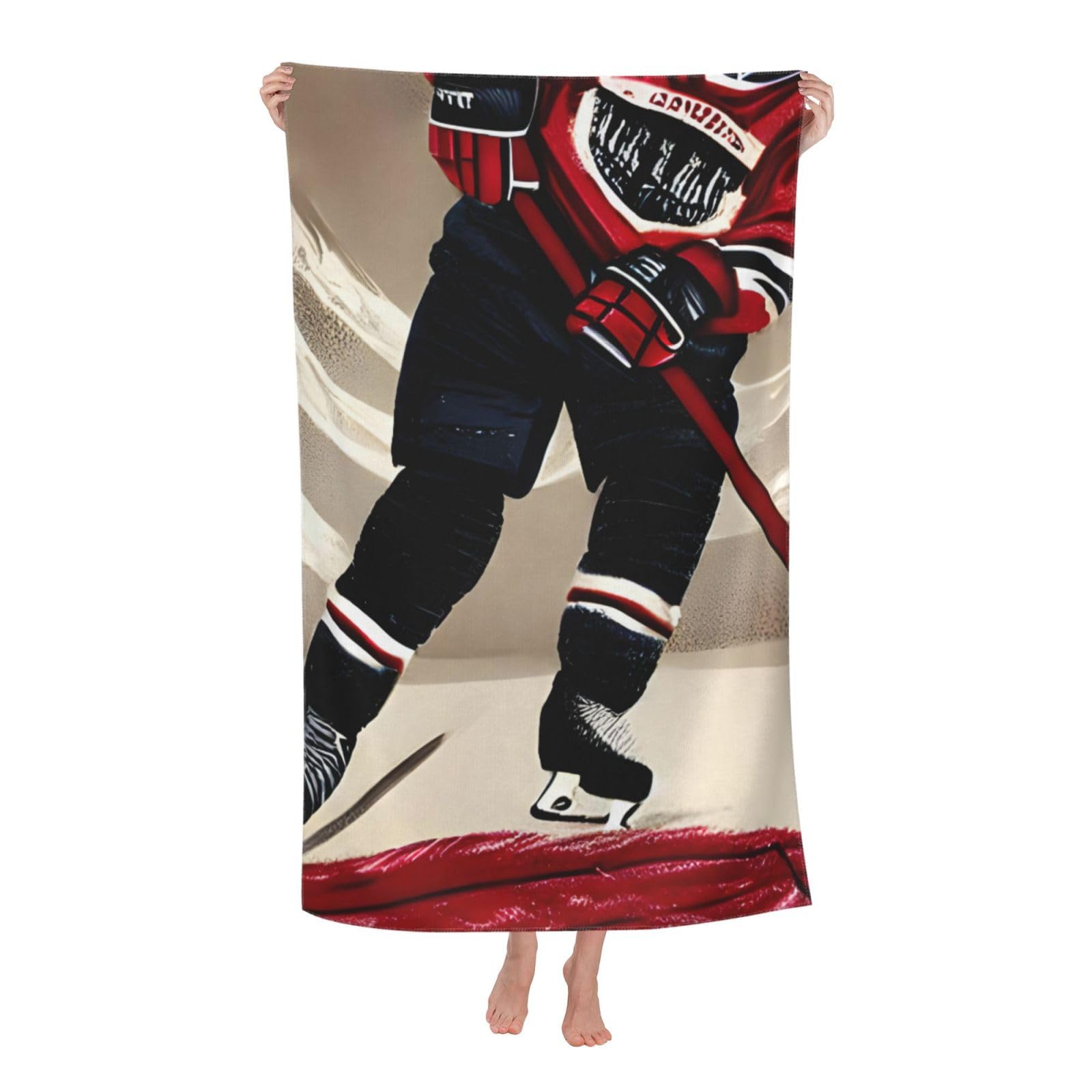 NImongt Hockey Sports Print Oversized Adult Beach Towel For Travel Weekend Getaways Festivals Camping Trips