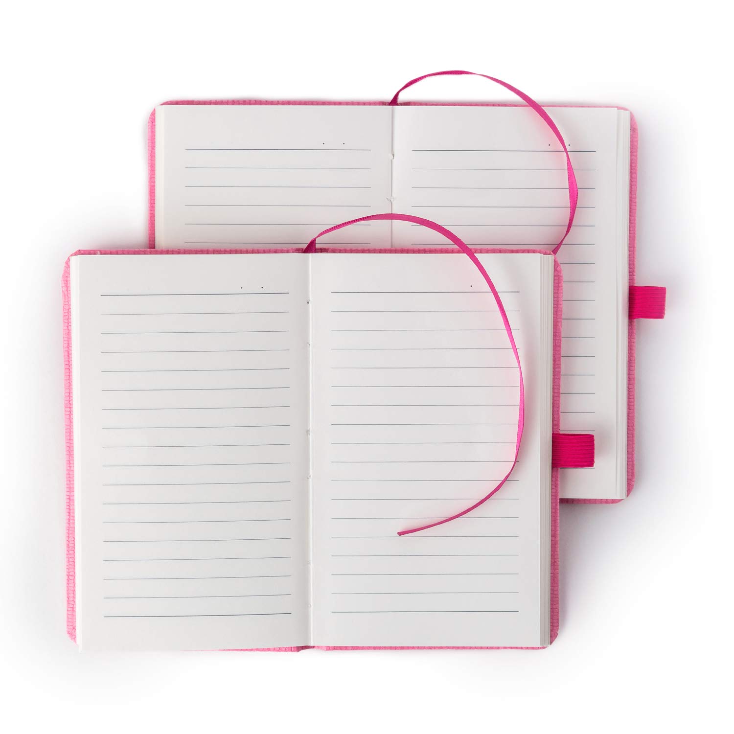 COMMA Abaca - Taccuino tascabile formato A6, rilegatura rigida, con chiusura a elastico, 192 pagine, carta ombreggiata naturale 80 g/m², copertina ruvida, confezione da 2, colore: rosa e rosa