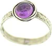 Vista 39 de Anillo de plata de ley con piedras preciosas para mujer, anillo apilable de piedra martillada, anillo de piedra natal