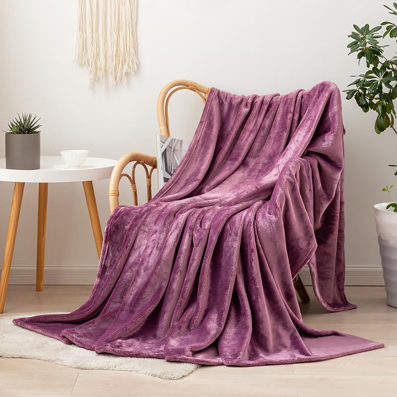 Manta, Manta De Lana De Franela De Color Sólido Mantas De Sofá De 180X200 Cm Mantas De Sofá Decorativas Grandes Manta De Cama/Rosa/180 * 220 Cm