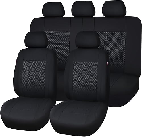 Miniatura 10 de Flying Banner Juego completo de fundas para asiento de automóvil, terciopelo cúbico, sello de calor, masaje, transpirable, asiento trasero dividido,