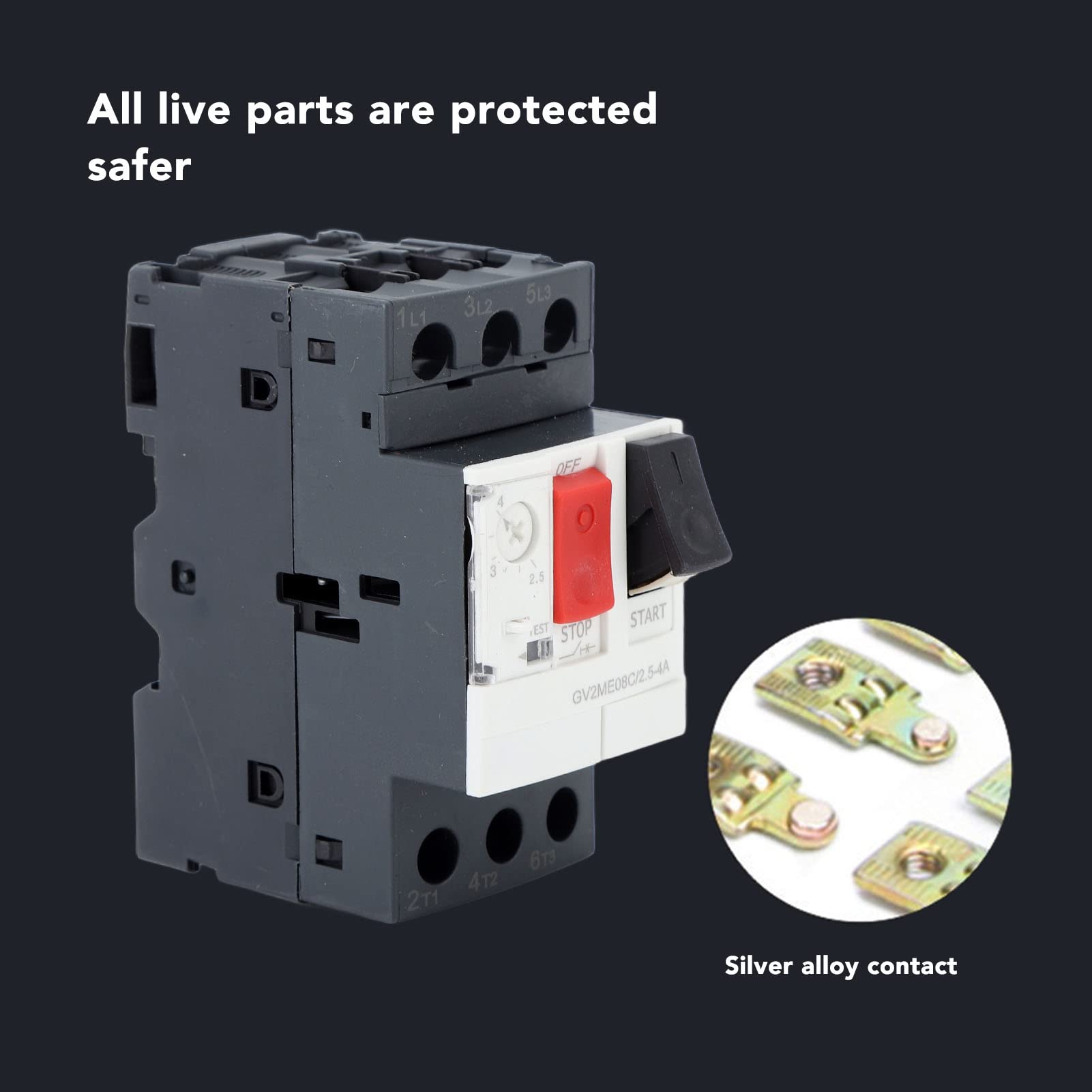 Disjoncteur Moteur Protection contre les Courts-circuits contre les Surcharges Commutateur de Protection du Démarreur AC690V 35mm Montage sur Rail Bouton Poussoir (GV2-ME08C 2.5-4A)