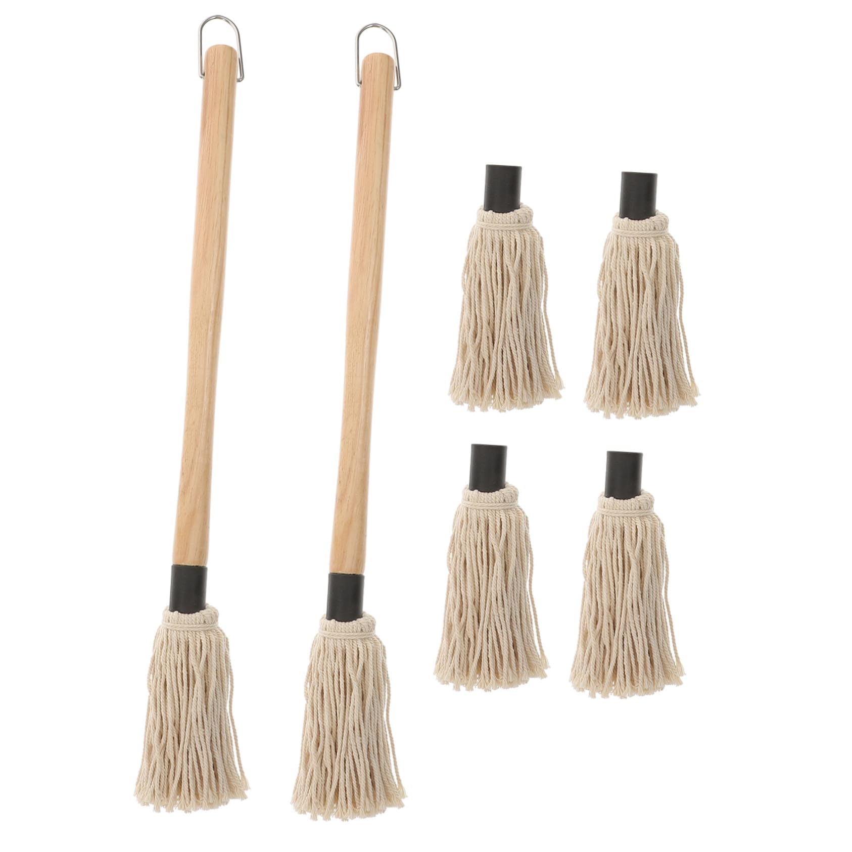 SOIMISS 8 pièces Pinceaux à Huile pour Barbecue avec Manche Bois Brosse à Barbecue Coton Remplaçable pour Cuisine Pâtisserie et Grillades
