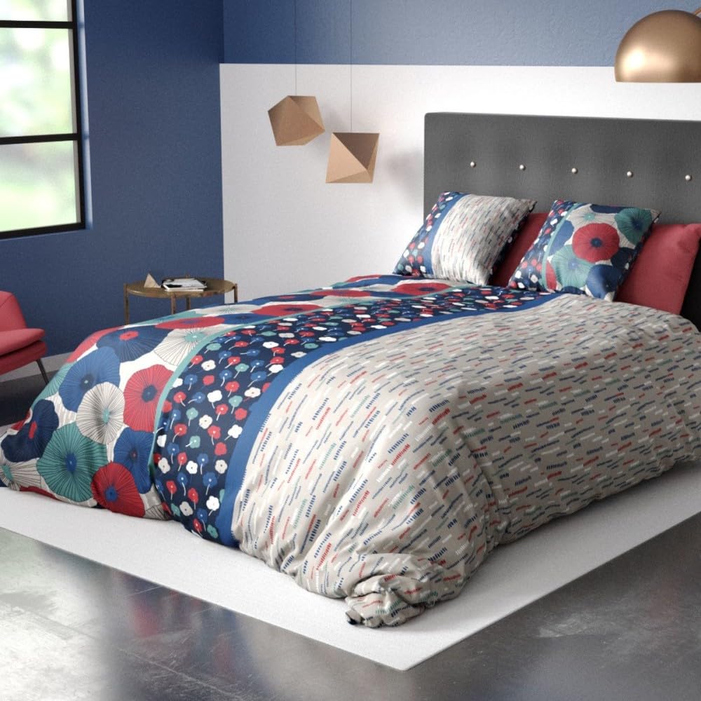 Housse de Couette 260x240 AGUEDA + 2 taies Coton 57 Fils