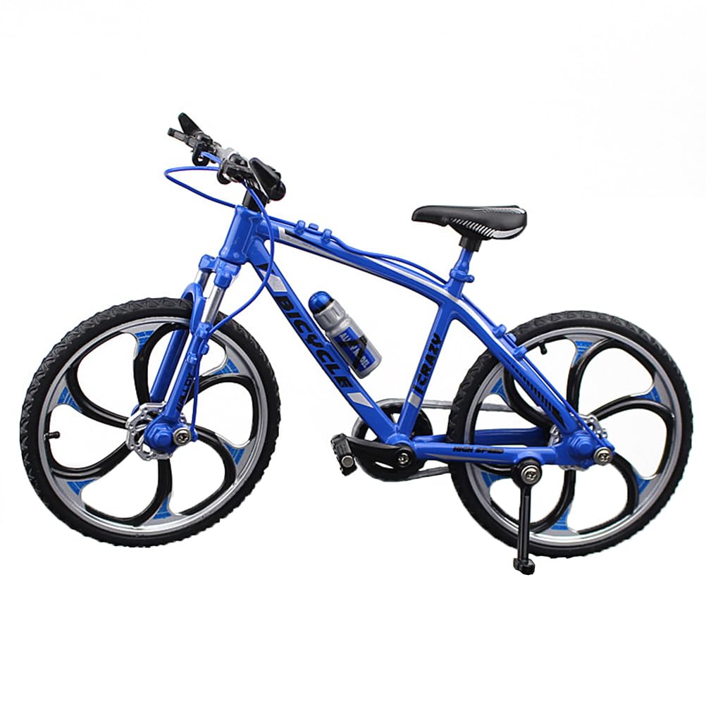 Creative Alloy Bicycle Model 1:10 Mini Simulation Racing Bike Toy, Blue Desk Decoration for Kids and Adults