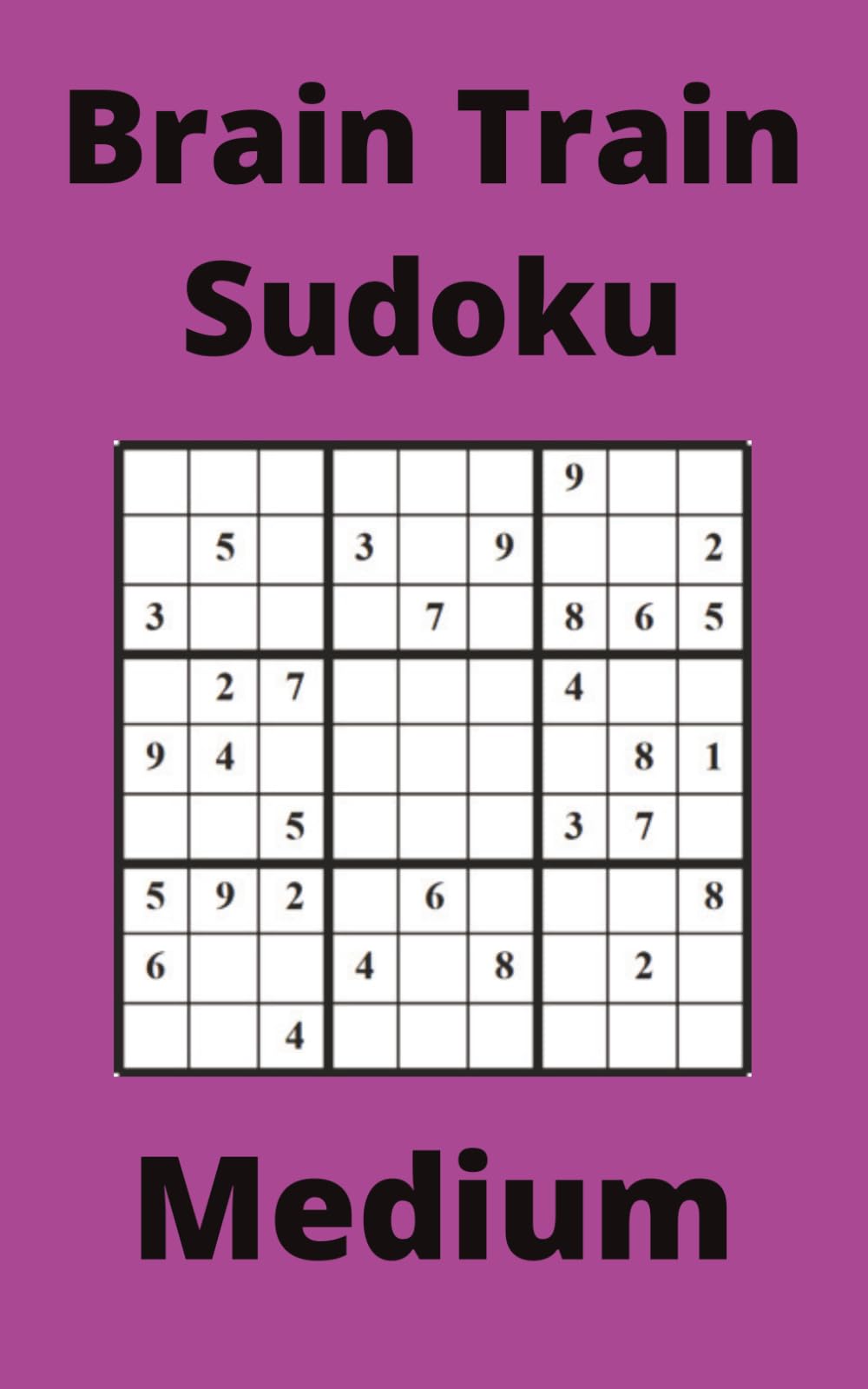Purple Brain Train Sudoku Book, 9x9 Puzzles, 250 Pages, 5x8, Medium