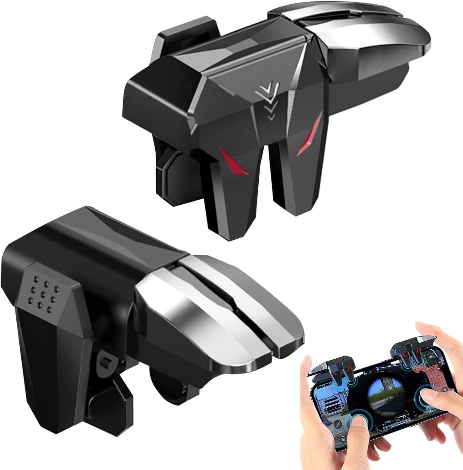 Novstuf Triggers 6 Dita Joystick Controller per PUBG COD, Rapid-Fire Tiro Joystick Controller Amartphone Sensibilità Alta Protezione Schermo Compatibile con Telefono Smartphone Android e iPhone