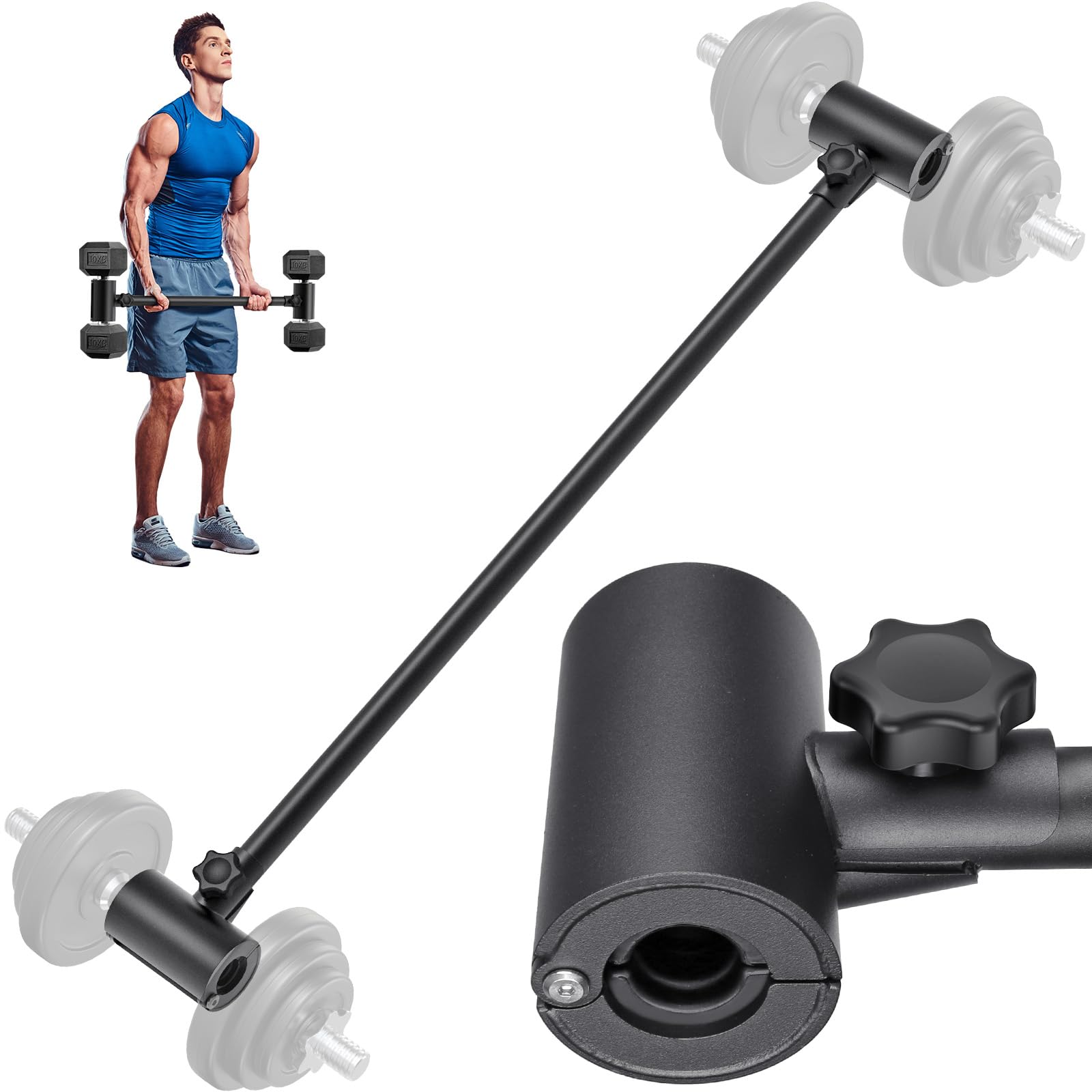 Adjustable Dumbbell to Barbell Converter - EZ Curling Bar Adapter - Versatile Weightlifting Equipment for Home Gym