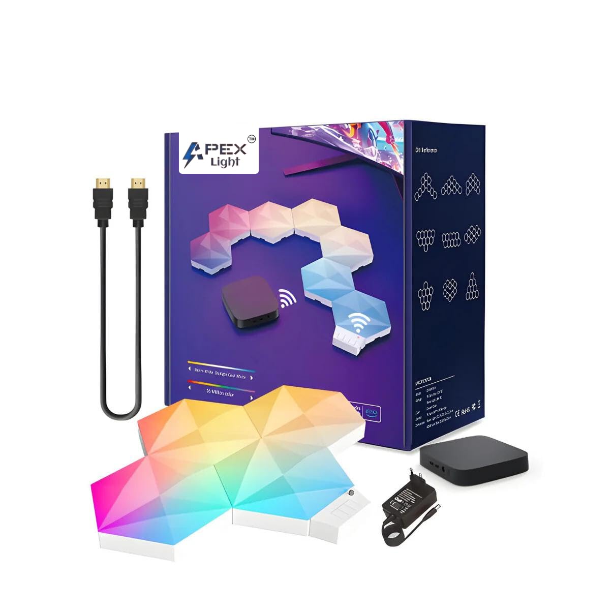 Apex HDMI Sync TV Backlight+Sync Hexagon Light(10 Pcs)(only for 55 inch tv) (B0D2KZZM94) Amazon Price History, Amazon Price Tracker