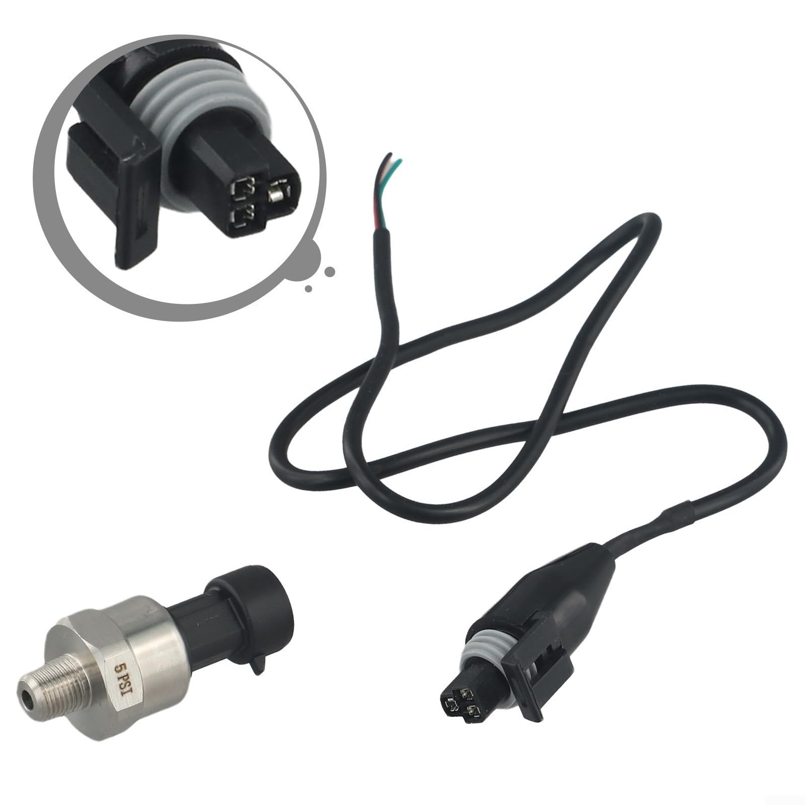 Trasduttore di pressione del carburante compatto e leggero, 5 V, 45,7 cm, NPT 5PSI1000PSI, tensione CC 5 V (5 psi)
