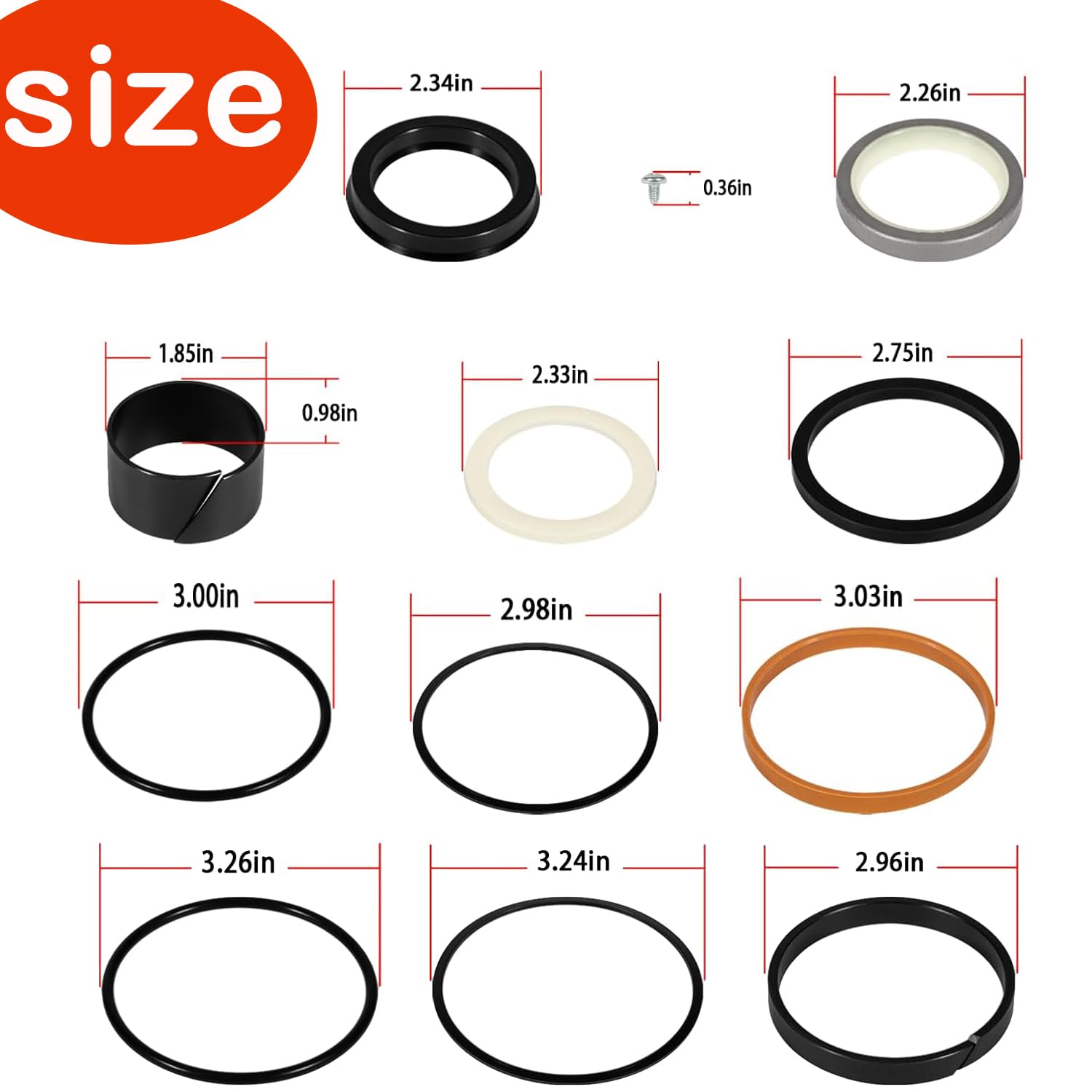 Tige : alésage de 4,4 cm : kit de joint de cylindre hydraulique de 7,6 cm 1543262C1 G105549 G109460 pour boîtier 580 Super E, 580 Super K, 580C, 580D, 580 Super D, 580K, 680K, 680L, 850B, 850C, 850C.