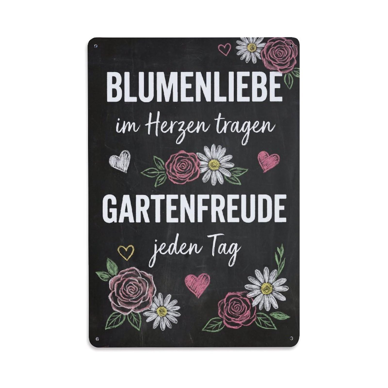 Chalkboard Flower Love Cozy Delightful Metal Tin Sign Plaque Wall Decor for Cafe, Club Bar, Office, Garden Metal Poster 8x12Inch