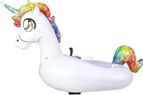 PoolCandy Tube Runner - Flotadores inflables motorizados para piscina (flotador de unicornio motorizado blanco)