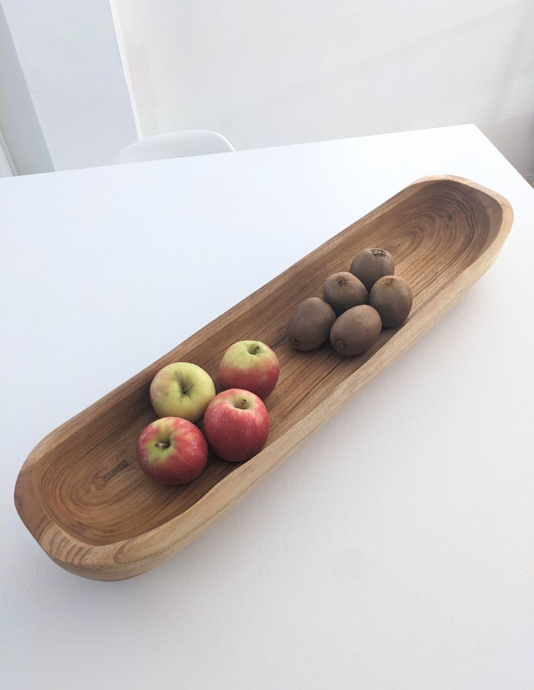 Grande Coupe à Fruits en Teck 70cm / Centre de Table en Bois