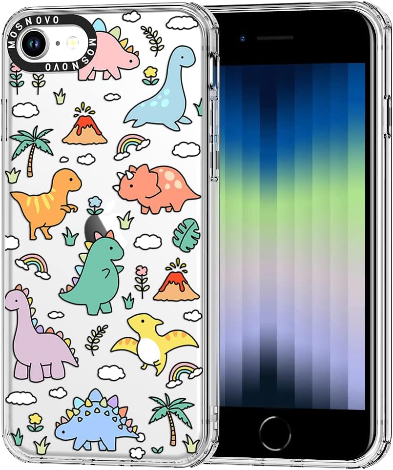 MOSNOVO Clear Case Design with Joyful Dinosaur for iPhone