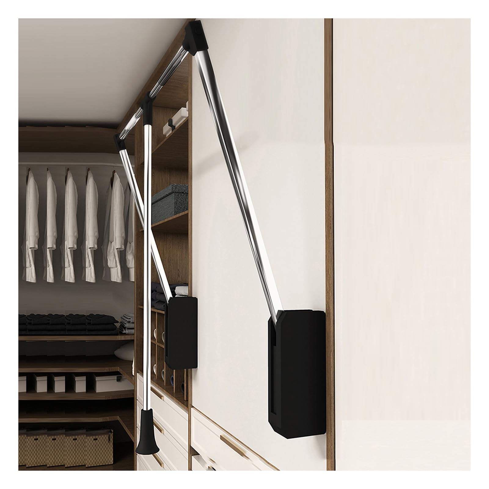 GTHTUHFD Telescopic Pull Down Closet Rod, Adjustable Lift Rail With 20Kg Load Capacity For Cabinet And Wardrobe Organization 510-660mm