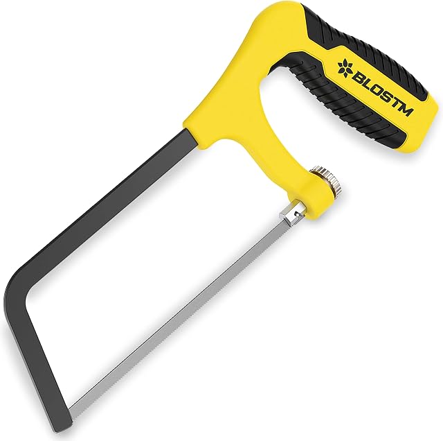 BLOSTM Junior Hacksaw - Heavy Duty Mini Hacksaw with Interchangeable 150 mm (6") Blade, Professional Small Hack Saw to Cut Metal, Plastic & Wood, Mini Saw with Ergonomic Grip - Ideal for DIY Projects