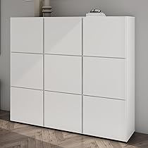 Mai & Mai Scarpiera da Ingresso 135x36x120cm, Armadio Scarpiera Portascarpe Salvaspazio con 9 Ante + 18 Scomparti per Soggiorno, Camera da Letto, Bianco Opaco, Schuhschrank02