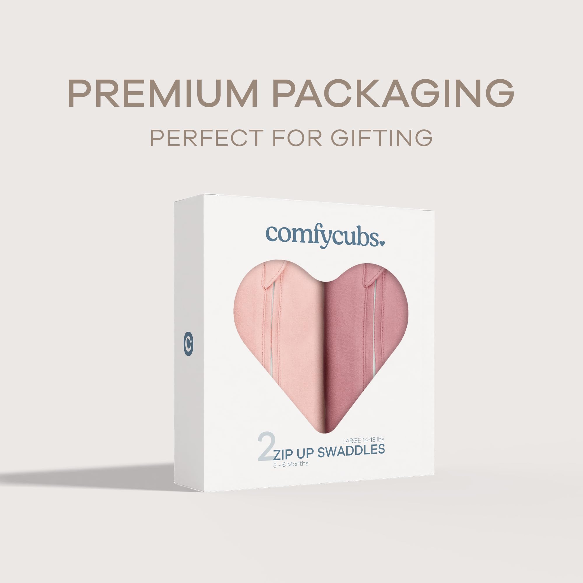 Comfy Cubs Puckdecke für Babys, Mädchen und Jungen, einfacher Reißverschluss, 2er-Pack, Neugeborenen-Schlafsack (Größe L, 3-6 Monate, Blush, Mauve)