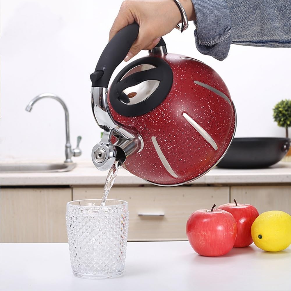 Pfeifender Teekessel aus Edelstahl, Vintage, 3 l, Kaffeekanne mit Griff, für Zuhause und Restaurant